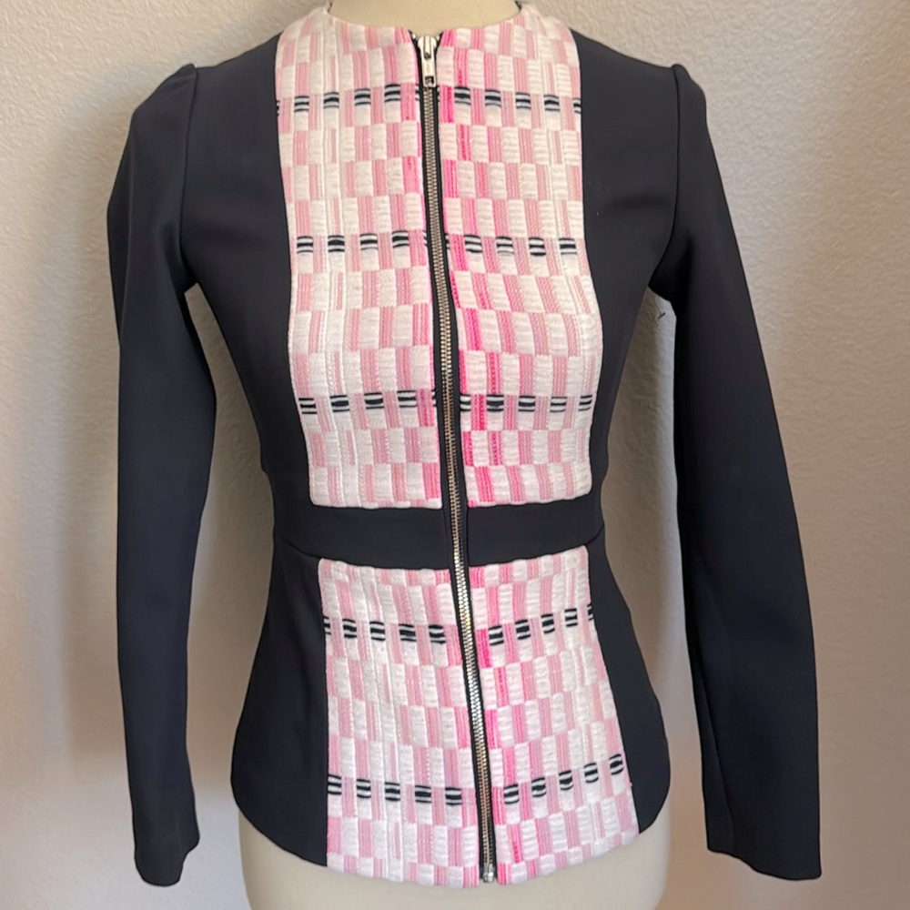 Madderson London Navy Pink Zipper Reagan Jacket UK 6 / US 2